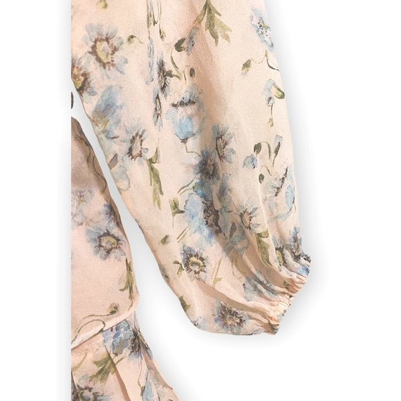 LoveShackFancy Silk Floral Popover‎ Mini Dress  Size S, Pink floral - Picture 11 of 14